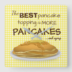 Funny Pancakes und Sirup Zitronensatz Quadratische Wanduhr