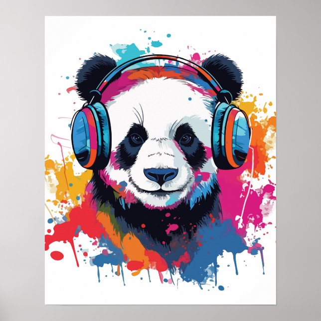 Funny Panda Aquarellkunst Poster (Vorne)