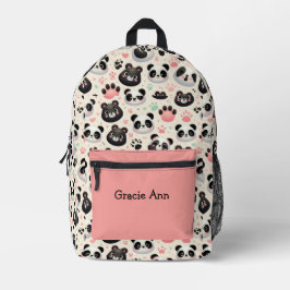 Funny Panda Bärenmuster Pink Black Backpack Bedruckter Rucksack