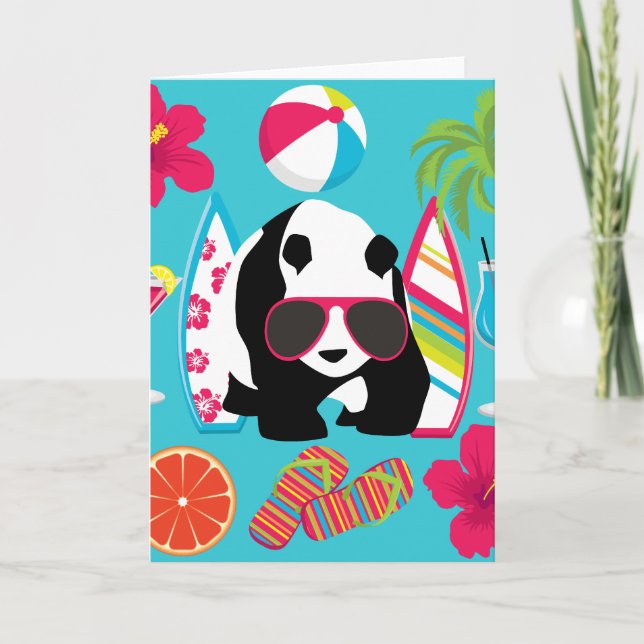 Funny Panda Bear Beach Bum Coole Sonnenbrille Surf Karte (Vorderseite)