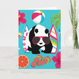 Funny Panda Bear Beach Bum Coole Sonnenbrille Surf Karte