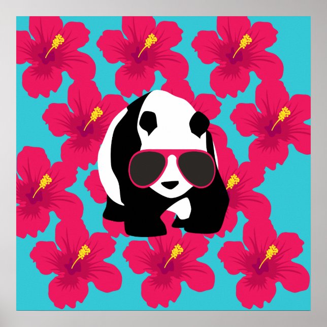Funny Panda Bear Beach Bum Coole Sonnenbrille Trop Poster (Vorne)