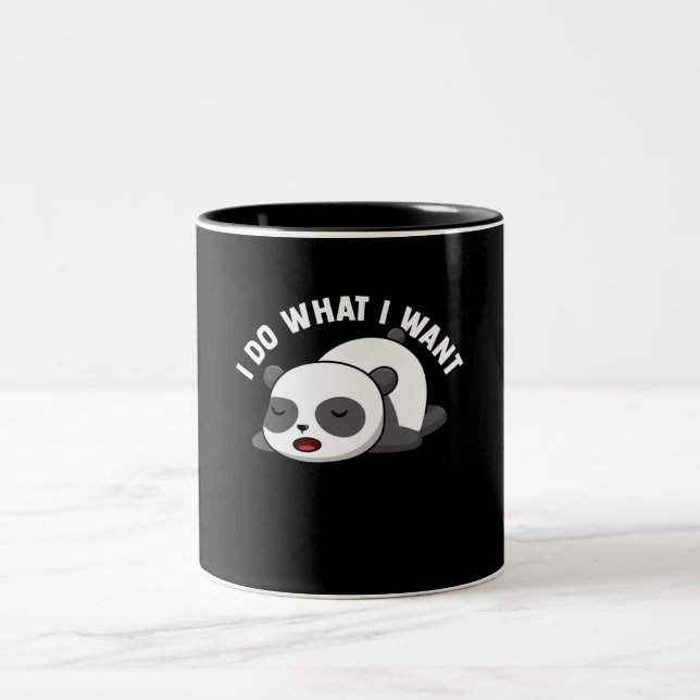 Funny Panda Bear Niedlich Panda ich tue, was ich G Zweifarbige Tasse (Mittel)