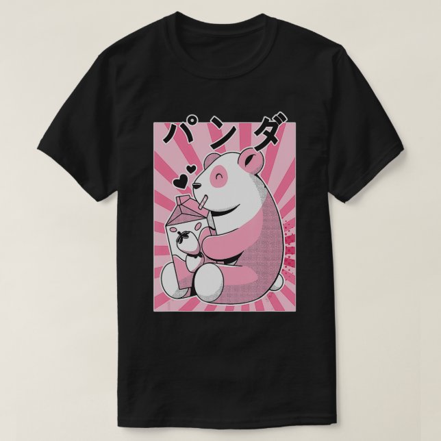 Funny Panda Bear Retro 90er japanische Kawaii Stra T-Shirt (Design vorne)