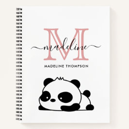 Funny Panda Blink Pink Schwarz-weiße Monogramm-Skr Notizbuch