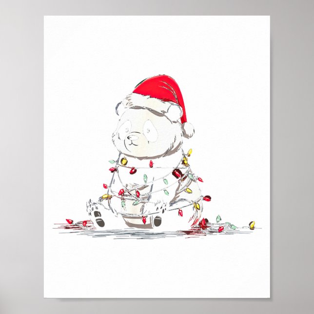 Funny Panda Christmas Graphics Animal Lights Lover Poster (Vorne)