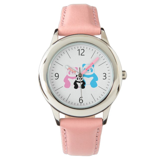 Funny Panda Familie Armbanduhr (Vorderseite)
