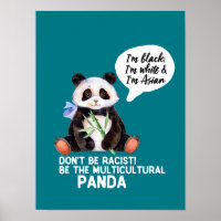 Funny Panda gegen Rassismus Schwarz-weiß und asiat