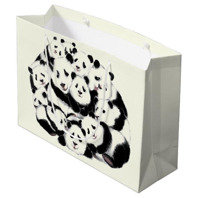 Funny Panda Geschenktasche Große Geschenktüte (Rückseite Schrägansicht)