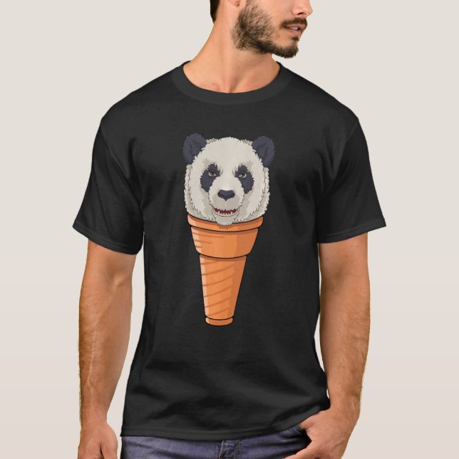 Funny Panda Ice Creme Waffle Sommer T-Shirt (Vorderseite)