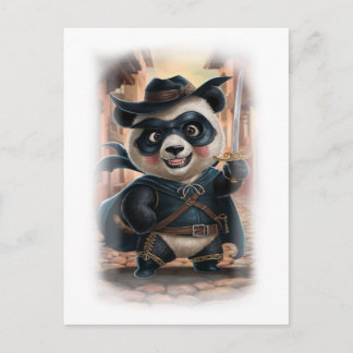 Funny Panda Movie Hero Character on a White Feiertagspostkarte