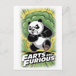 Funny Panda running and making Fart on a White Feiertagspostkarte