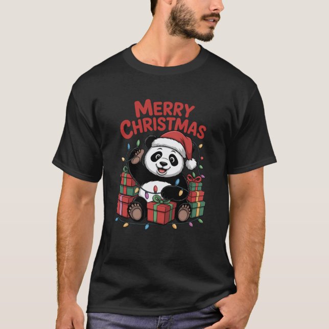 Funny Panda Weihnachtsmannmütze Animals liebt Ugly T-Shirt (Vorderseite)