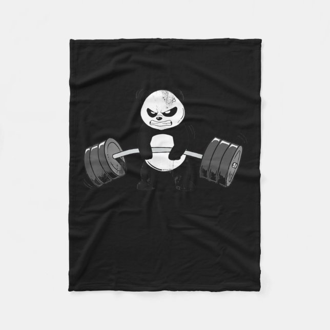 Funny Panda Workout Kitten Gym Deadlift Power Fleecedecke (Vorderseite)