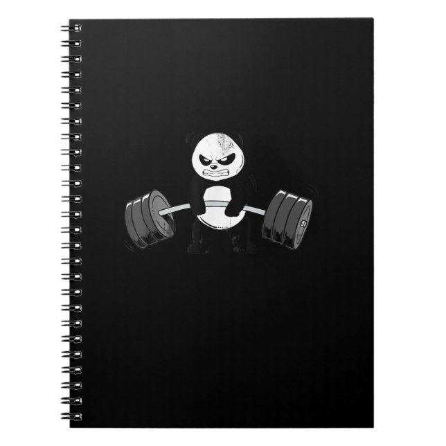 Funny Panda Workout Kitten Gym Deadlift Power Notizblock (Vorderseite)