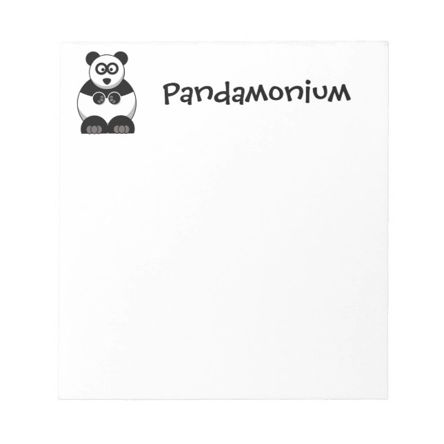 Funny Pandamonium Panda Cartoon, Niedlich Stress P Notizblock (Vorderseite)