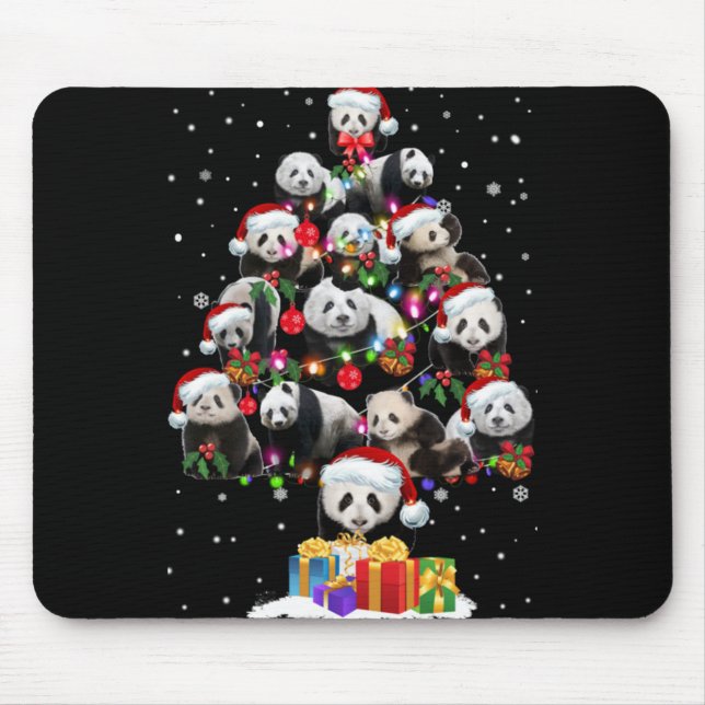Funny Pandas Santa Hat Christmas Tree Ornament T S Mousepad (Vorne)