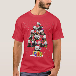 Funny Pandas Weihnachtsmannmütze Weihnachtsbaum T-Shirt