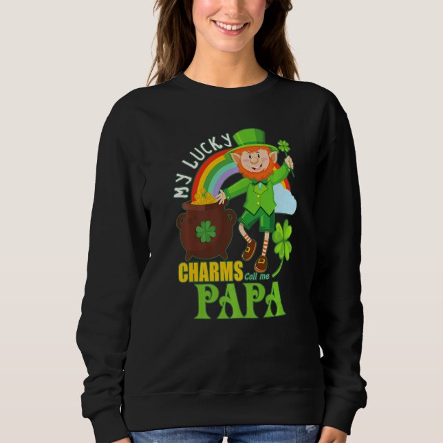 Funny Papa Paddy Day St Patricks Lucky Charts Call Sweatshirt (Vorderseite)