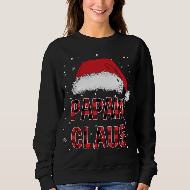 Funny Papaw Claus Red Kariert Christmas Family Pjs Sweatshirt (Vorderseite)