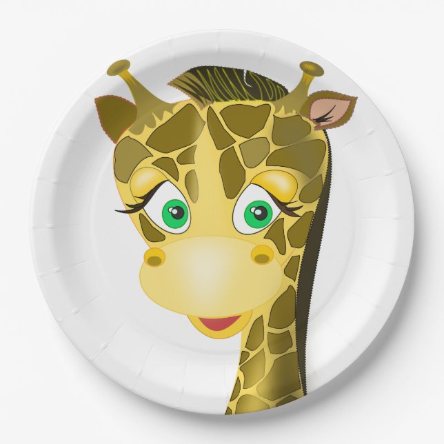 Funny Paper Tellers mit Baby Giraffe Pappteller (Vorderseite)