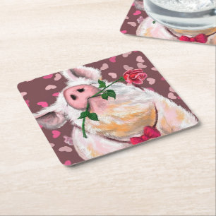 Funny Paper Untersetzer Gentleman Pig mit Rose
