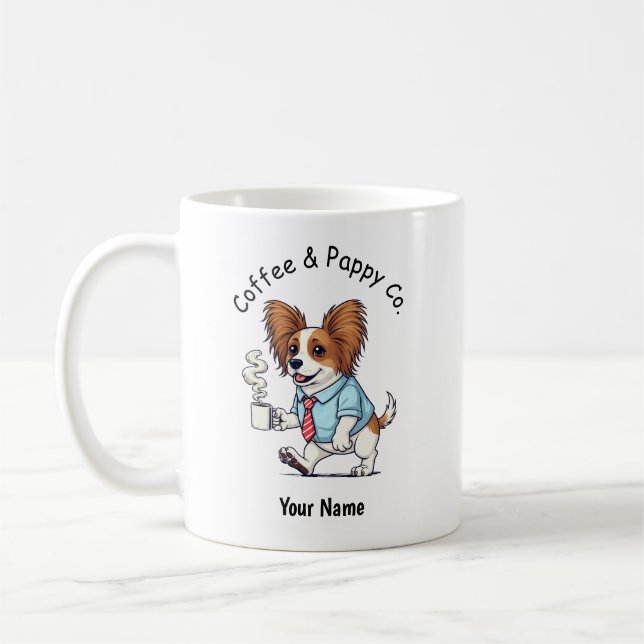 Funny Papillon Dog Business Suit Coffee  Kaffeetasse (Links)