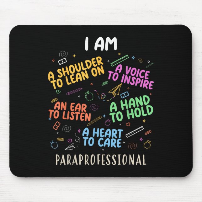 Funny Paraeducator Herz to Care Paraprofessional Mousepad (Vorne)
