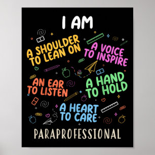 Funny Paraeducator Herz to Care Paraprofessional Poster