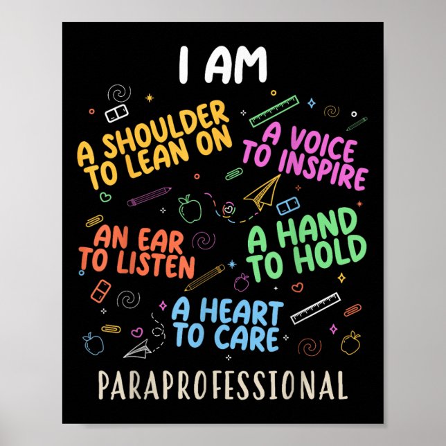 Funny Paraeducator Herz to Care Paraprofessional Poster (Vorne)