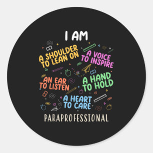 Funny Paraeducator Herz to Care Paraprofessional Runder Aufkleber
