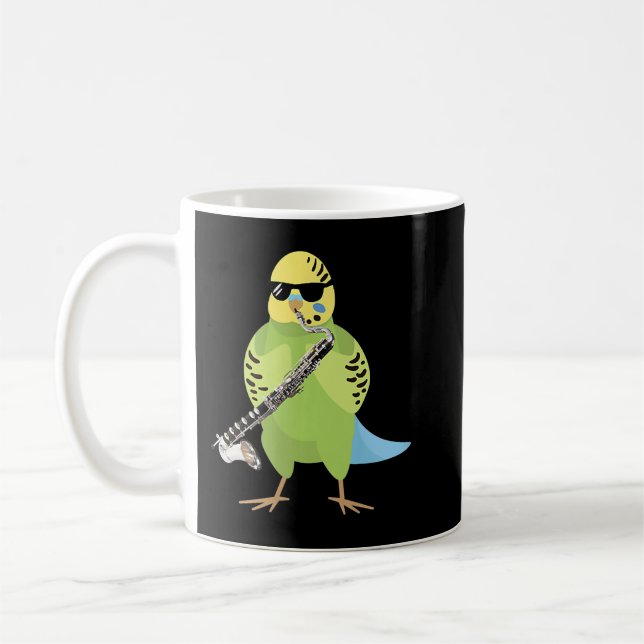 Funny Parakeet mit Sonnenbrille Bass Cla spielen Kaffeetasse (Links)