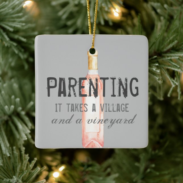 Funny Parent Village and Vineyard Quote Lebensmitt Keramikornament (Baum)