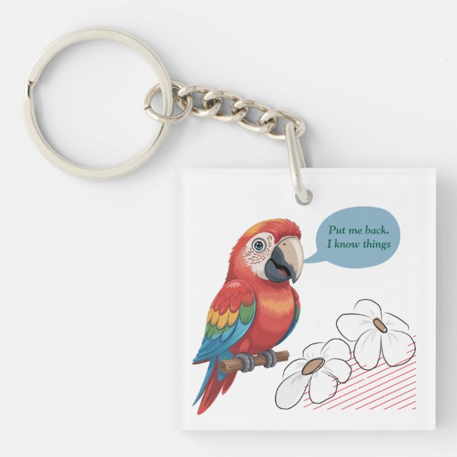 Funny Parrot Acrylic Keychain – Custom Text & Imag Schlüsselanhänger (Vorderseite)