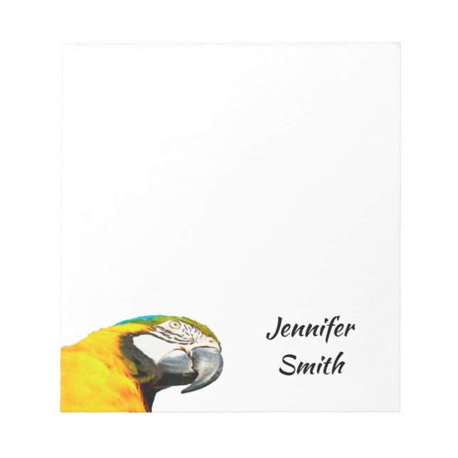 Funny Parrot Bird Personalisierter Name Notizblock (Vorderseite)