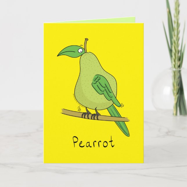 Funny Parrot Birne Bird Pub Niedlich Pearrot Karte (Vorderseite)