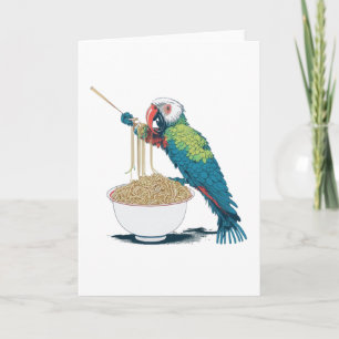 Funny Parrot Eating Ramen Noodles mit Chopsticks Karte