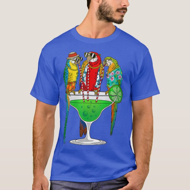 Funny Parrot Hawaiian Margarita Geschenk für Männe T-Shirt (Vorderseite)