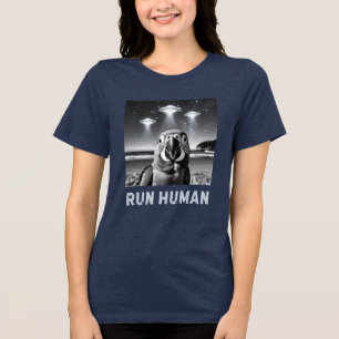 Funny Parrot Selfie UFO Quirky Art Tri-Blend Shirt