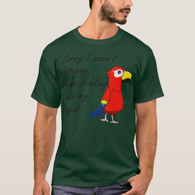 Funny Parrot über den Vogel nachdenken T-Shirt (Vorderseite)