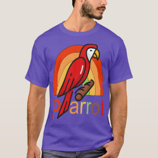 Funny Parrot Vintag Sunset Illustration T-Shirt