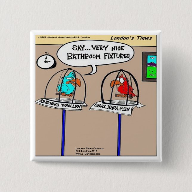 Funny Parrots Badezimmer Ausstattung T-Shirts Button (Vorderseite)