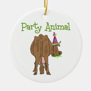 Funny Party Animal Birthday Kuh Keramik Ornament