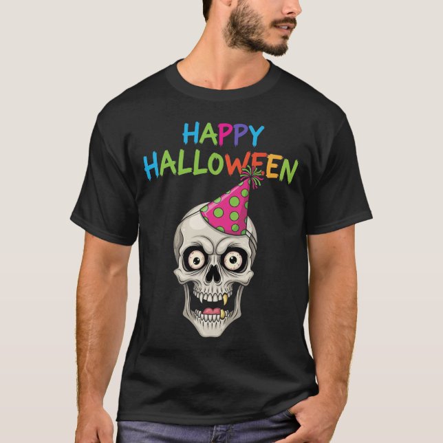 Funny Party Skull mit Party Hat T-Shirt (Vorderseite)