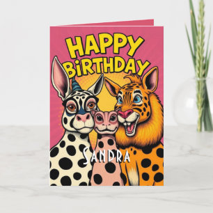 Funny Party Tiere Niedlich Happy Geburtstag Karte