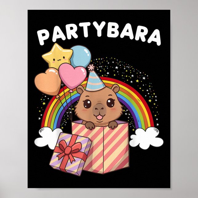 Funny Partybara Capybara Happy Birthday Kids Boys Poster (Vorne)