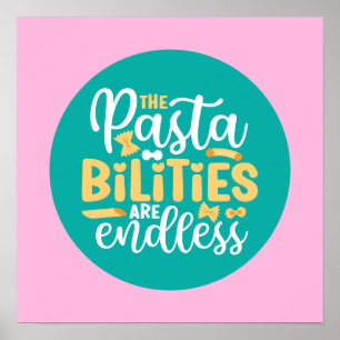 Funny Pasta Pun Pastel Kitchen Typografie Poster
