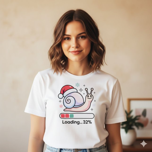 Funny Pastel Lazy Snail Christmas Loading Holiday Tri-Blend Shirt (Von Creator hochgeladen)