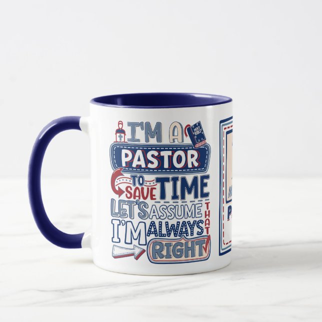 Funny Pastor immer rechts Christlicher Spaß Tasse (Links)