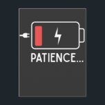 Funny Patience Mama und Vater Low Battery New Baby Postkarte<br><div class="desc">Funny Mama und Vater Low Battery New Baby Spaß. Humorvolle neue Eltern Spaß Energie Joke.</div>